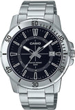 Casio Mens Analogue Dated Black Dial Silver Stainless Steel Bracelet Watch