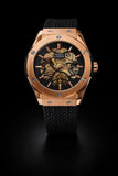 NYL Mens Fashion Automatic Rubber Mechanical Dial Analogue Silver Rubber Strap Watch NY London