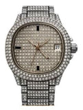 NY London Mens Fashion Bling Assorted Watch Dated Square SIlver Dial Silver Bracelet Watch
