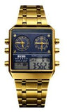 S135 Mens Chronograph Fashion Digital Square Big Dated Dial Stainless Steel Bracelet Watch NY London Available Multiple Colour
