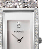 Sekonda Ladies Bling Rectangular Silver Dial & silver stone Stainless Steel Bracelet Strap Watch