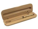 Imperial Wooden Light Brown Gold Trim Ball Pen With Handmade Wooden Box IMP308M - CLEARANCE MIGHT NEEDS RE-REFILL