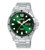 Lorus Mens Automatic Day Date Green Dial Stainless Steel Bracelet Watch RL463BX9