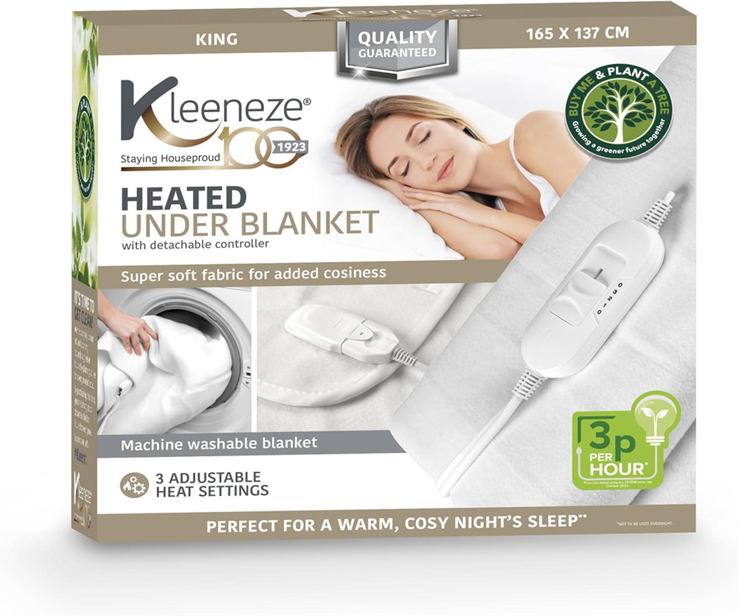 King Plus Heated Underblanket 3 Heat Settings 70W, 165 x 137 CM