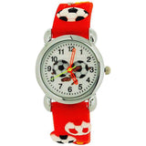 Relda Children's Analogue 3D Soccer Football Red Silicone Strap Boy's Watch REL46