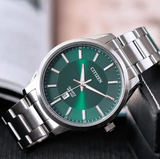 Citizen Mens Green Dial dated Bracelet Watch Gadgetize