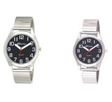 Ravel Mens / Ladies Black Face Silver Expander Bracelet Watch R0225
