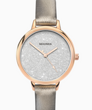 Sekonda Ladies Prints Rose Gold Case & PU Strap with Silver Dial Watch