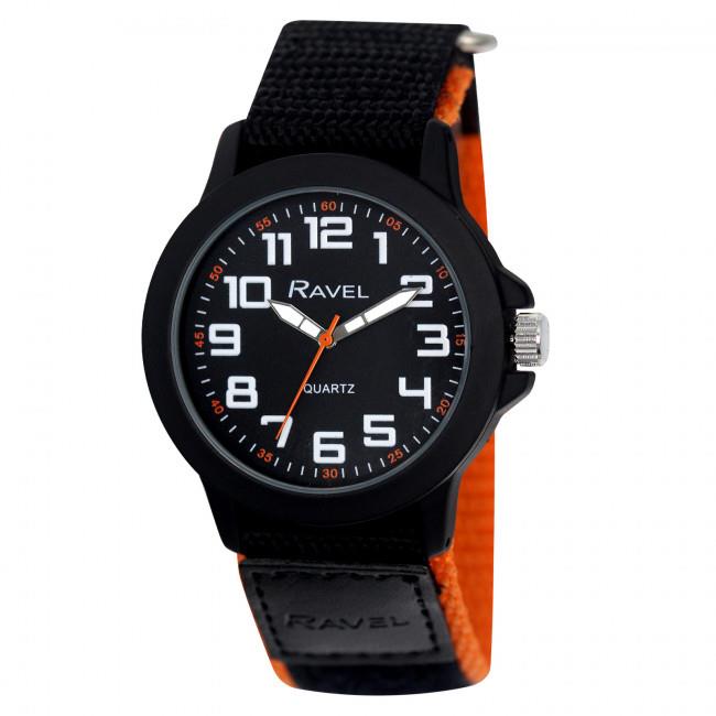 Ravel Men Sports Case Arabic Dial Velcro Strap Watch