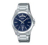 Casio Mens Stainless Steel Day-Date Blue Dial Watch Gadgetize