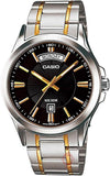 Casio Mens Stainless Steel Day-Date Black Dial Watch Gadgetize