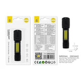 2 in 1 Pocket Flash-light with COB Side & LED, 3W 1200Mah, 4*12.7/14CM, Black