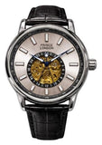 NYL Mens Fashion Automatic Leather Mechanical Round Face Dial Analogue Silver/White Leather Strap Watch NY London