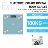Extrastar Bluetooth Smart Digital Body Scale, Turquoise, 20 Body Measurements, powered by 2XAAA