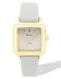Ravel Ladies Fashion Summertime Square Gilt Case Dial with Grey Leather Strap Watch