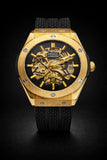 NYL Mens Fashion Automatic Rubber Mechanical Dial Analogue Silver Rubber Strap Watch NY London