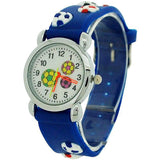 Relda Children's Analogue 3D Soccer Football Blue Silicone Strap Boy's Watch REL45