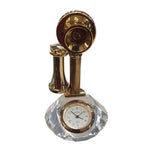 Miniature Clock Crystal Goldtone Vintage Style Phone Design Solid Brass IMP502 - CLEARANCE NEEDS RE-BATTERY