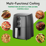 Domestic King 4L Air Fryer With Timer & Temperature Control Black- DK18056