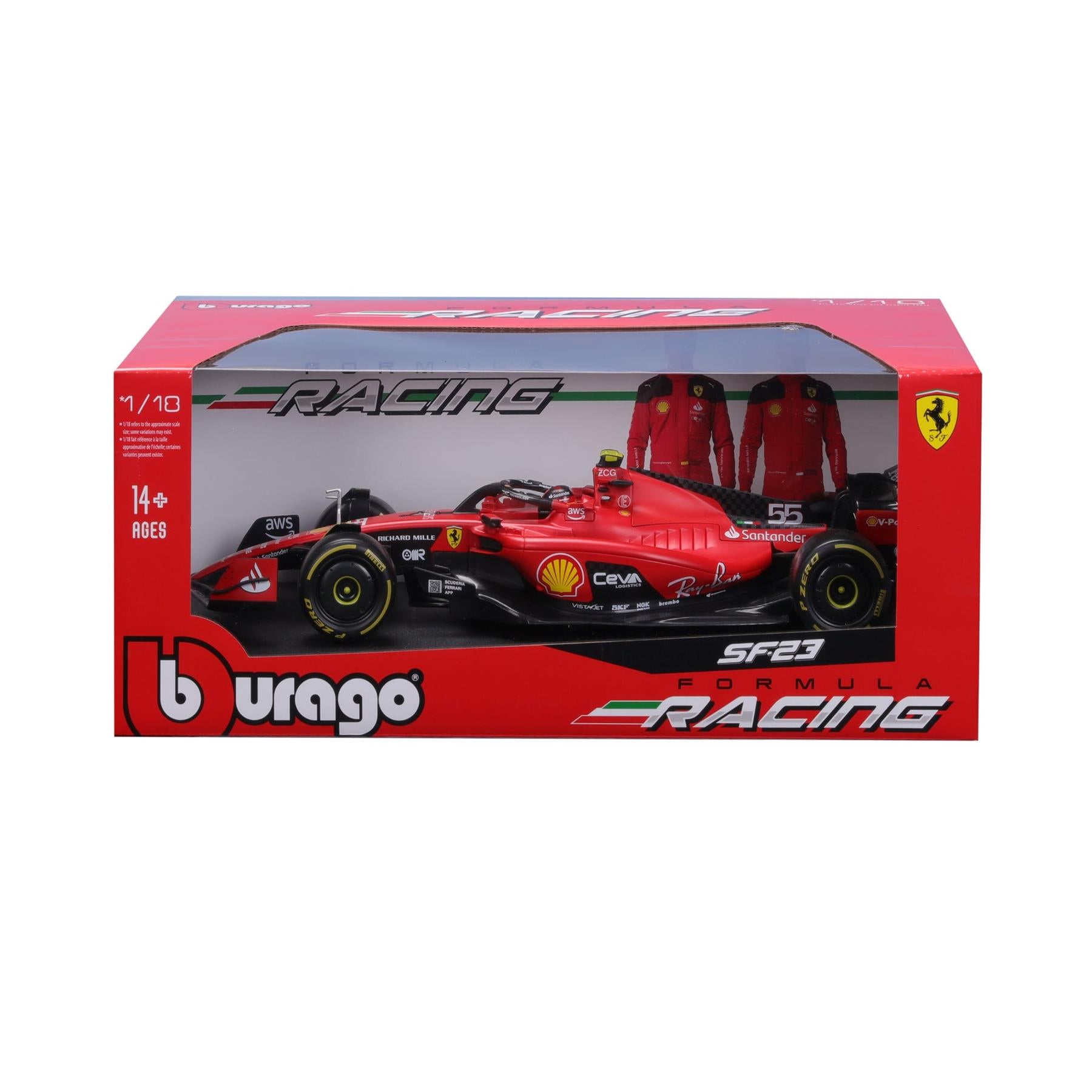 F1 FERRARI SF-23 2023 SAINZ WITH HELMET 1:18