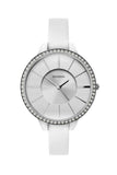 Sekonda Ladies Bling Silver Glitter Dial and White Leather Strap Watch 40002