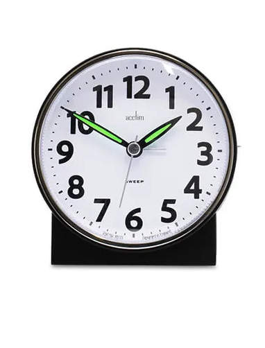 Acctim Micah Matt Black Analogue Alarm Clock