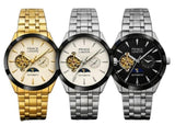 NYL Mens Automatic Metal Mechanical Round Face Multi Dial Analogue Metal Bracelet Watch NY London Available Multi Colour