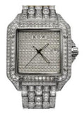 NY London Mens Fashion Bling Assorted Watch Dated Square Silver Dial Silver Bracelet Watch