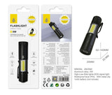 Outdoor Survival Flash-light, 5W, 4 Modes ( High, Low, Side lights, SOS signal), 1*14500 or 1*AA (not Included), Black