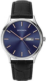 Sekonda Men's Blue face day/date Black Leather Strap Watch 1701