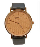 Limit Mens Basic Black Leather Strap Watch