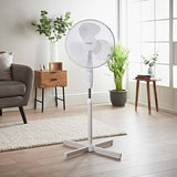 Benross 16 inch 3-Speed Pedestal Stand Fan Oscillating and Tilting Head White- 43930