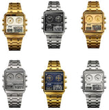 S135 Mens Chronograph Fashion Digital Square Big Dated Dial Stainless Steel Bracelet Watch NY London Available Multiple Colour