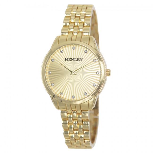 Henley Ladies Sunburst Gold Dial & Gold Bracelet Watch H07320.2