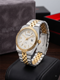 SUPLEON Men's Stainless Steel Analog Watch – Gold Dial Supleon