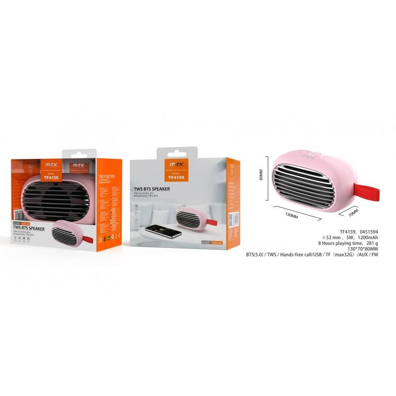 BTS Speaker Roaster, BT5.0, 5W, TWS/FM/TF/USB/Audio3.5, 1200mAh, Pink