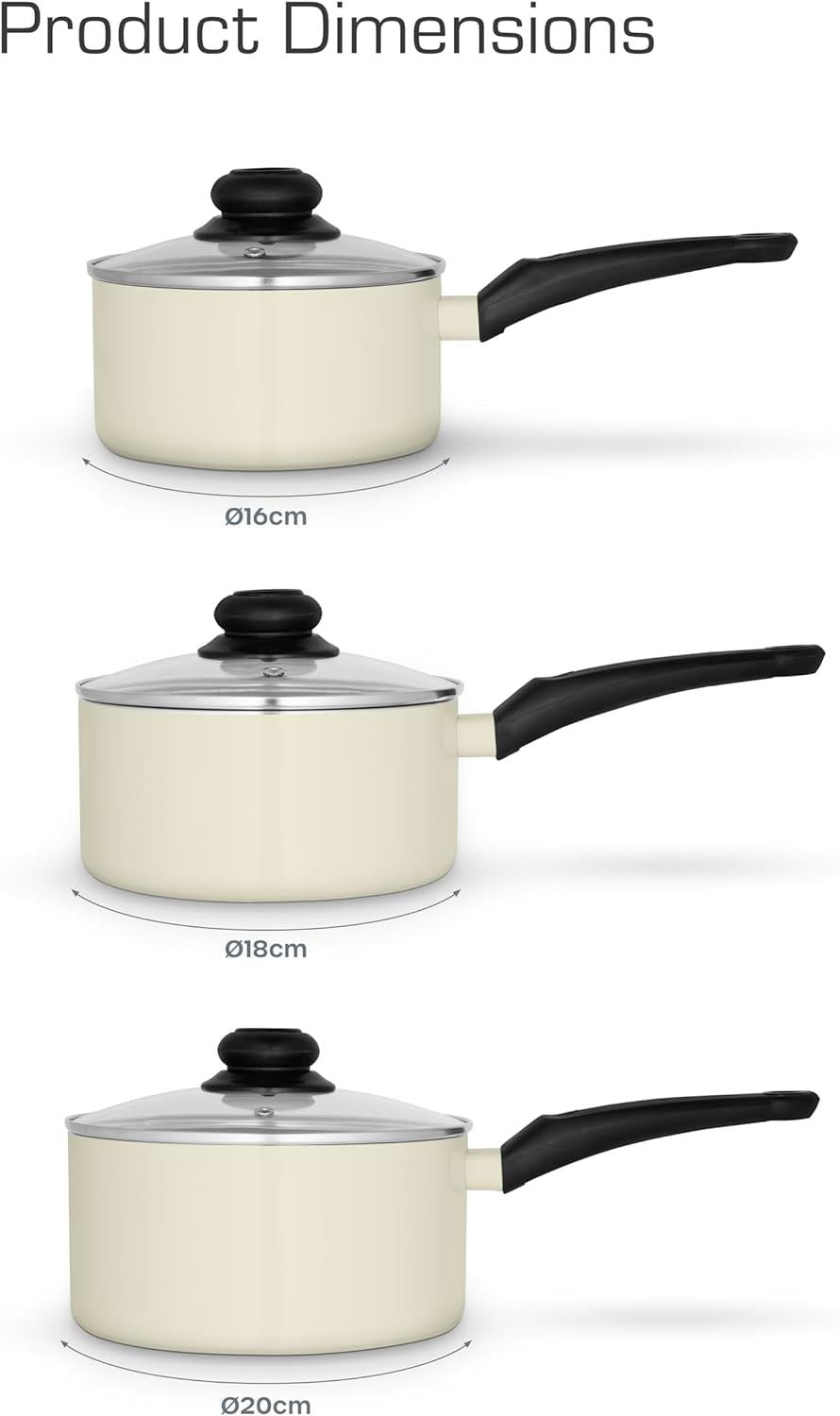 Swan Townhouse 3 Piece Sauce Pan Set Cream