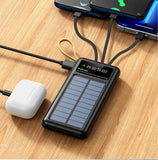 WYEFLUX 10000mAh Portable LED Light & Power Bank with Built-In Cables (USB, USB-C and 8-Pin)