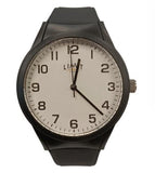 Limit Mens Basic White Dial Black Resin Strap Watch