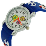 Relda Children's Analogue 3D Soccer Football Blue Silicone Strap Boy's Watch REL45