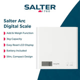 Salter Arc Scale White Electronic Kitchen Food Scale 3Kg