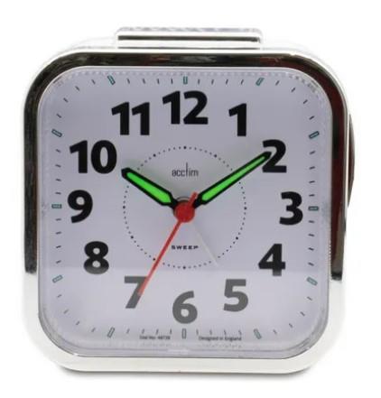 Acctim Otis Analogue Sweep Bell Alarm Clock White 16492