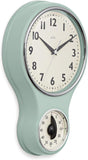 Acctim Kitchen Time 20cm Timer Quartz Retro Style Domed Glass Lens Sage Wall Clock 21598 Gadgetize