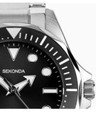 Sekonda Mens Basic Fashion Dated 43mm Black Dial Stainless Steel Bracelet Watch 30095