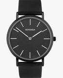 Sekonda Ladies Minimal Black Alloy Case & Leather Strap with Black Dial Watch