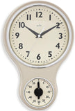 Acctim Kitchen Time 20cm Timer Quartz Retro Style Domed Glass Lens Cream Wall Clock 21592