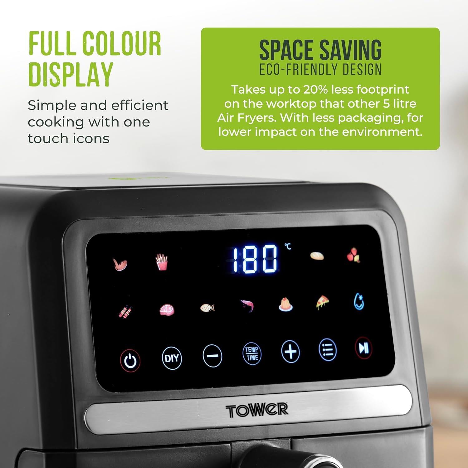 Tower 5L Colour Screen Digital Airfryer 1500w