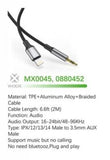 Woox MX0045 3.5mm Aux to Lightning Braided Plug & Play Audio Cable, 6.6ft 2m, Black