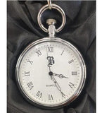 Boxx Gents Silver White face Roman Pocket Watch on 12 Inch Chain M5095.04