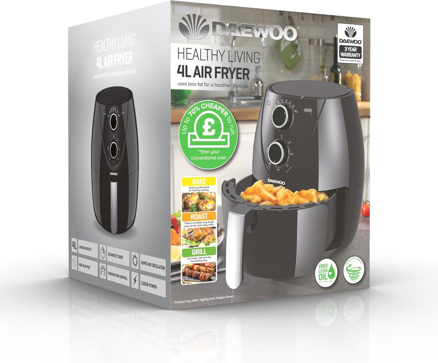 Daewoo Manual 4L Air Fryer Bake Roast Grill